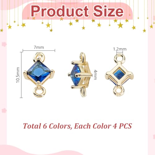 Breloques carrées pierre de naissance cristal AHANDMAKER pour bijoux DIY