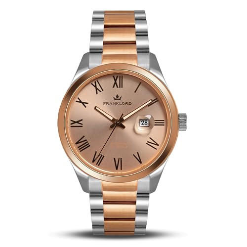 Image of Franklord Regal Sapphire Roman Green Two-Tone Maha Vastu Watch | Luxury Automatic Watch for Men | Sapphire Crystal | Roman Dial | Dual-Tone Stainless Steel | Premium Wrist Watch