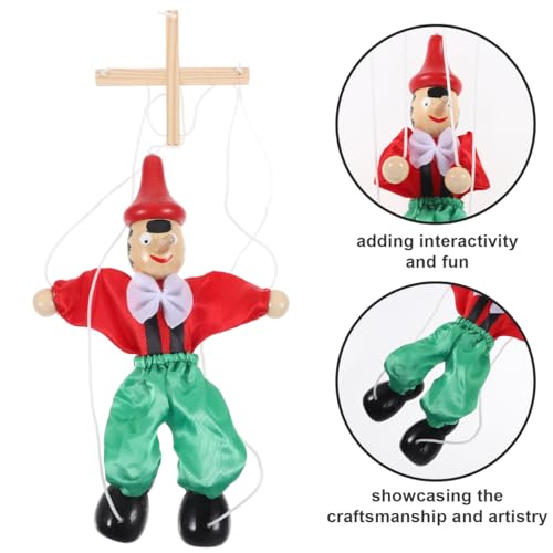 VICASKY Marionette Puppet - Handcrafted Wooden Pull-String Puppet with Movable Limbs, Interactive Toy for Storytelling & Finger Dexterity | Random Color Clothing