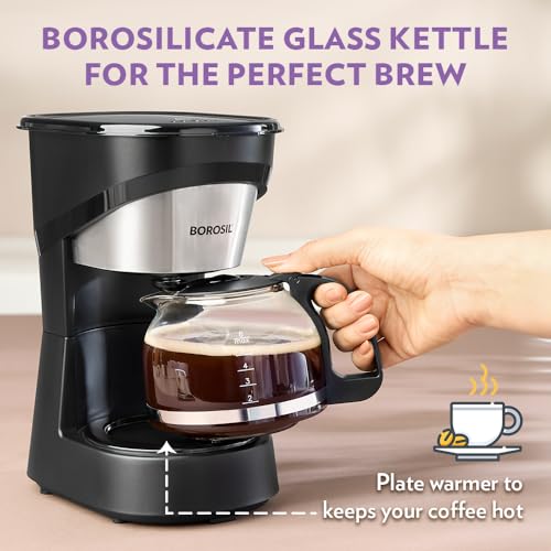 Borosil Brew Pro Drip Coffee Machine with Borosilicate Glass Carafe (600 ml) | 550W Coffeemaker | 6 Cups Capacity | Anti-Drip Function, Auto Shutoff, Keep Warm Plate | 2 Years Warranty | Black - Image 7