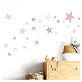 Little Deco Wandtattoo 60 Sterne Kinderzimmer Mädchen Stars I Mint rosa grau I viele Farben Wandaufkleber Wandsticker Set bunt selbstklebend DL409
