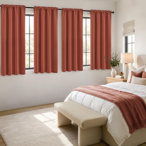 Image of MIULEE Fall Decor Terracotta Blackout Bedroom Curtains 72 inch Long 4 Panels