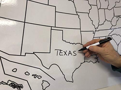 Blank US Map Laminated Dry Erase Poster, Reusable United States Map 24\"x36\" - Thumbnail 2