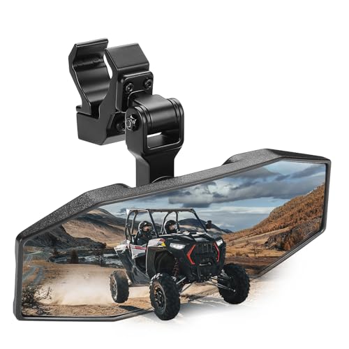 KEMIMOTO UTV Center Mirror Adjustable Aluminum Clamp UTV Rear View Mirror Fits 1.5-2 Roll Cage and Compatible with Polaris Ranger/Polaris RZR/Pioneer/Talon/Teryx/Mule/Can Am X3/ CFMOTO