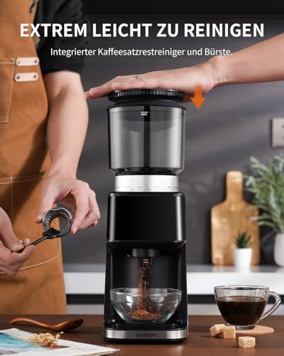 SHARDOR Kaffeemühle Elektrisch mit 51 Mahlgraden, LED-Touchpanel, Elektrische Kaffeemühle Siebträger mit Präzisions Elektronik Zeitschaltuhr, Programmierbare Tassen/Zeit Kegelmahlwerk, Für Espresso