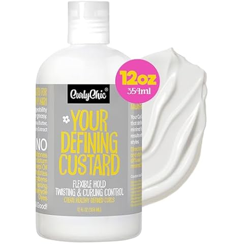 CurlyChic Your Defining Custard - Curl Defining & Moisturizing Styling Cream for Curly, Kinky, Coily, Wavy, & Frizzy Hair - Long-Lasting Hold, Flake-Free, No Crunch, Sulfate & Paraben Free, 12 fl oz Cover