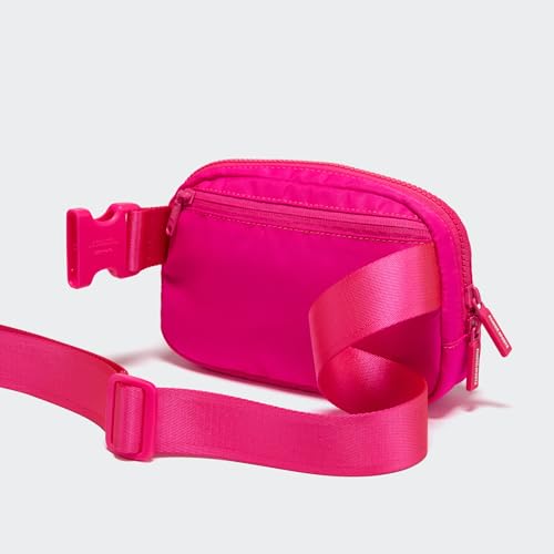 Image of Pander Two Way Zipper Fanny Pack Nylon Everywhere Belt Bag for Women, Water Repellent Waist Packs, Crossbody Bags with Adjustable Strap (Sonic Pink).