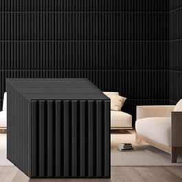 Nuanchu 32 Pcs 3D Slat Wall Panels 12 x 12 Inch PVC Fluted Textured Panel Cuttable Glue up Wall Art Decorative Tiles for Ceiling Studio Bathroom Interior TV Background (Black)