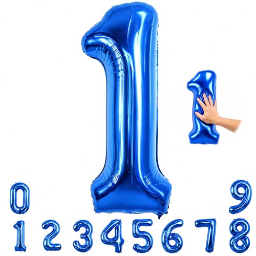 Image of TONIFUL 40 Inch Navy Blue Number 1 Balloons Large Foil 1st Birthday Decor | Deep Blue 1 Balloon Number One for 1st 10th 11th 21st 31st Birthday 1st Anniversary, Navy Blue Party Decor for Men Boys