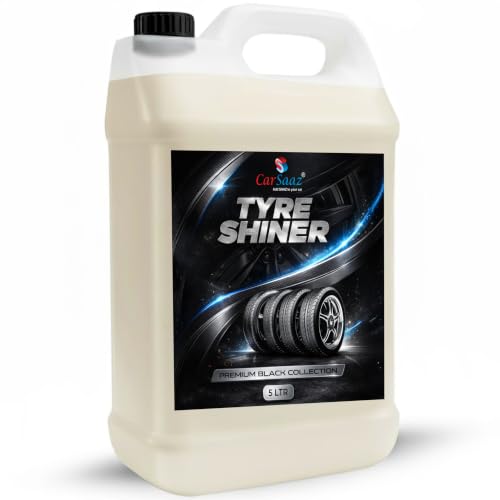 Image of CAR SAAZ Tyre Polish & Shiner for Car & Bike 5L | High Gloss Finish, Deep Black Shine, Protects Rubber from Cracking & Fading | Shine & Protects | Non-Greasy, Long Lasting (5 ltr)