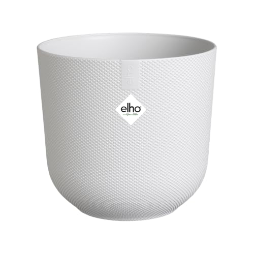 Elho Jazz Round 23cm - Maceta Interior - Estructura Única - 100% Plástico Reciclado - Silky White