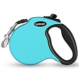 Lyderpet Retractable Dog Leash for Small Medium Breed Pet Dogs, Light Blue Heavy Duty Dog Leash Retractable Walking Leashes Teal Turquoise No Tangle Lightweight 13 ft with LED Collar Light