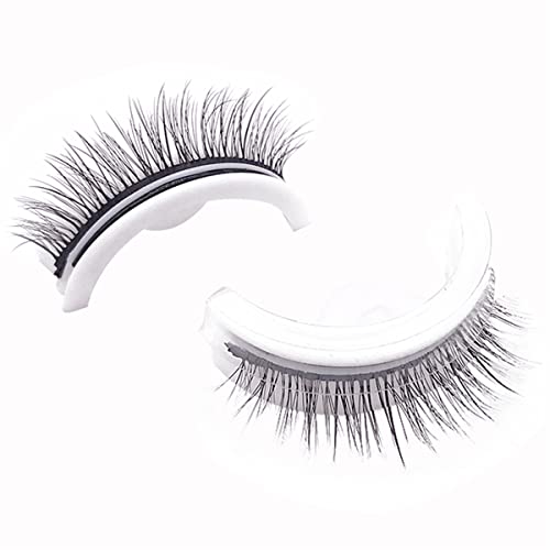 Self Adhesive Eyelashes,New Reusable Adhesive Eyelashes,2 Pcs Reusable Eyelashes Self Adhesive And False Eyelash Applicator Tweezers Extensions Clips,Eyelashes Natural Look And Long Style (#01) #TOP6