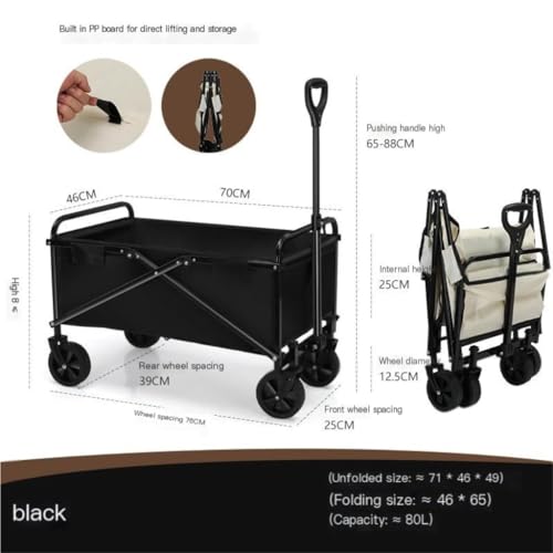 Transportwagen Outdoor-Camper, Faltbarer Camper, Picknick-Auto, Handgezeichneter Trolley, Anhänger, Picknick-Wagen, Tragbarer Outdoor-Wagen Tragbarer Wagen(Black,A) – Bild 3