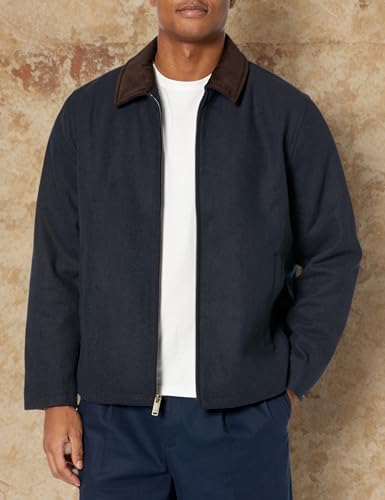 Image of DOCKERS Men's Wool Blend Zip Up Jacket With Quilted Bib