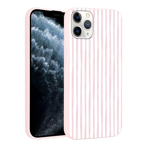 Yirlbey Verano Funda para iPhone 11 Pro 5,8'', Rosa y Blanco Stripes Striped Diseño Aesthetic Carcasa, Ultra Fina Suave Rosa Silicona Antigolpes Protector TPU Bumper Case para Mujer, Rayas