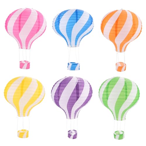 FOYTOKI 6 piezas Farolillos de Papel Globo Aerostático Colgantes para Decoración Fiesta Temática Infantil y Boda Estable y Adorable