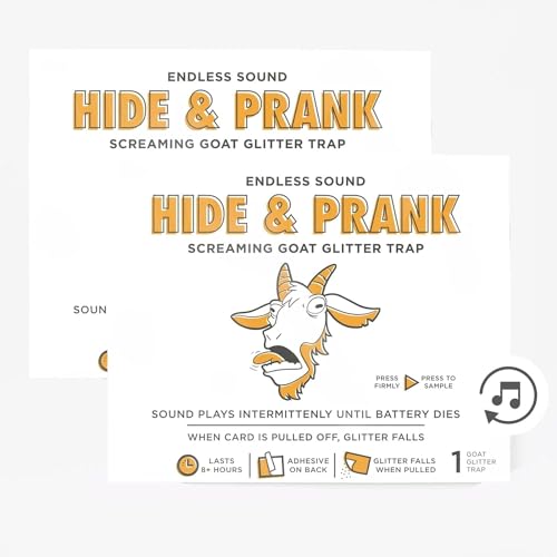 Hide & Seek Prank Meowy Glitter Trap, Screaming Goat Greeting Prank Card, 8 Hours Of Intermittent Goat Bleating for Office Party Home Fun, Comes with