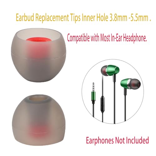 Image of 9 Pairs Earbud Tips,Silicone Replacement Earbud Tips Inner Hole 3.8mm -5.5mm, Headphone Ear Cover Fit Most in-Ear Headphones,Black Red(SML)