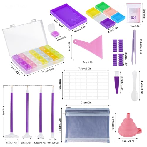 NiArt 5D Diamond Painting Accessory & Tool Kit 57PCS - Multiple Crafting Tools, Ergonomic Pens, Sorting Trays, Storage Bag & Waterproof Organizer - Professional Art Supplies for Beginners to Experts
