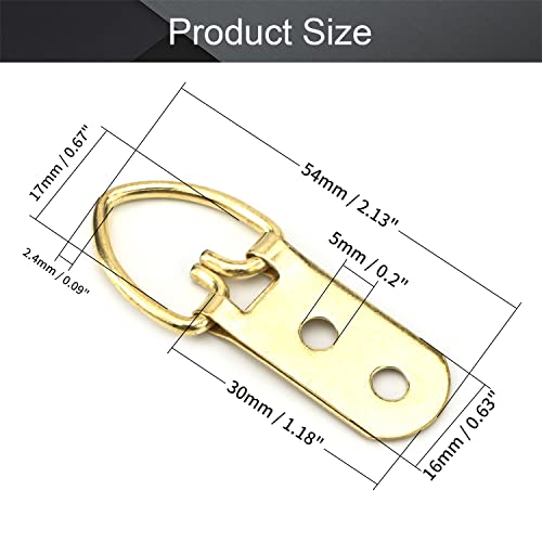 Image of MroMax 100PCS Ring Picture Frame Buckle 2.13 inch x 0.63 inchGold Tone Assortment Kit for Home Decoration Picture Frames Photo Hanging Solutions