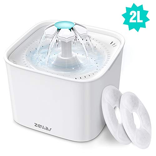 Cat Water Fountain, Pet Drinking Fountain, Automatic Fountain Dispenser For Dogs and kitten, Ultra Silent and Healthy Waterfall Flower Style Fountain for Cats and Dogs, 2L (White)