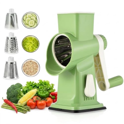 Rallador manual rotatorio con 3 cuchillas y manivela miniatura 1