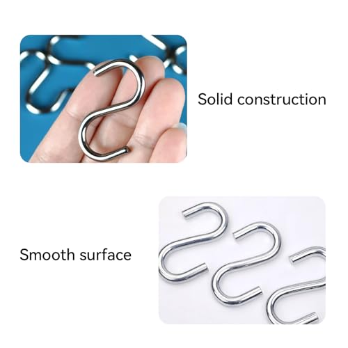 SpetngSake 10 Stück S Haken, S Haken Edelstahl, Silber Multifunktional Klein S Hacken, Verzinktes Eisen S Edelstahlhaken, Metal s Hook, für Küche, Garten, Schlafzimmer Und Büro