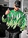 ZAFUL Men's Oversized Graphic Sweater Flame Y2K Aesthetic Crewneck Knit Pullover Unisex Vintage Sweaters Streetwear (2-A-Green,M)