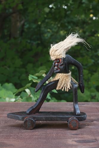 G6-Collection-Handmade-Wooden-Primitive-Tribal-Funny-Skateboard-Statue-Sculpture-Tiki-Bar-Handcrafted-Unique-Gift-Home-Decor-Accent-Figurine-Decoration-Hand-Carved-Skateboarding-B G6 Collection Handmade Wooden Primitive Tribal Funny Skateboard Statue Sculpture Tiki Bar Handcrafted Unique Gift Home Decor Accent Figurine Decoration Hand Carved Skateboarding B