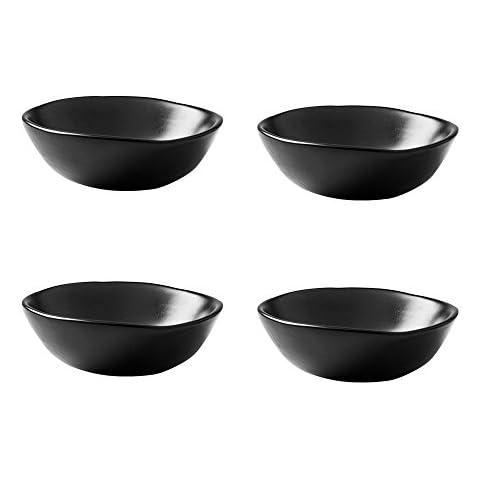 SOCOSY Classic Matte Ceramic Sauce Dishes Sushi Dipping Bowls Appetizer Plates with Irregular Ddge for Kitchen3.2'' (Set of 4) Cover