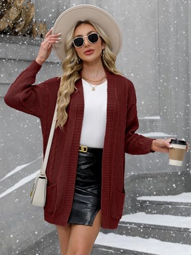 For G and PL Women's V-Neck Long Sleeve Cardigan Cable Knit Open Front with Pockets Sweater Outerwear2
