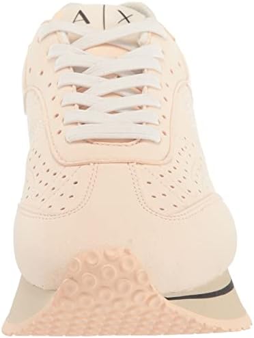 A | X ARMANI EXCHANGE Women's Buddy Soft Platform Logo Sole Sneakers, Nude + Off White, 11 | Image 1