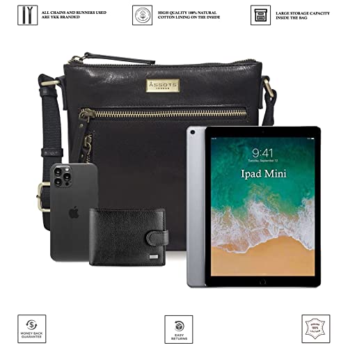 Small Crossbody Bags for Women - Real Leather Purse with Multiple Pockets, Premium Sling Phone Bag for Everyday use & Gifting (Black Polished VT)3