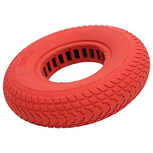 200x50 Scooter Inner Tube, Solid Rubber Explosionproof Hollow Out Damping Electric Scooter Band Tubeless Solid Non Flat Tire (Red)