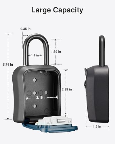 Image of Puroma Key Lock Box, Portable Combination Lockbox Wall-Mounted Key Storage Box for House Keys, Resettable Code Safe Security Lock Box for Home Office Apartment Spare Key Storage (1 Pack, Peacock Blue)