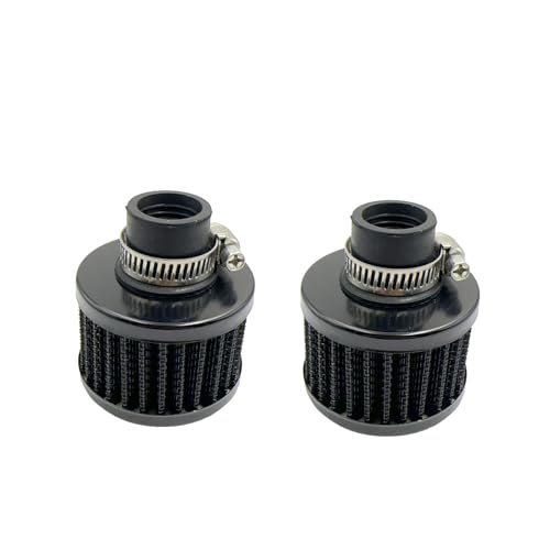 2PCS 18mm Cold Air Intake Filter Vent Crankcase Cover Breathe Filter with Adjustable Clamp, Car Air Filter Cold Breather Turbo Vent Cleaner Accessory Compatible with Car and Motorcycle (Black)