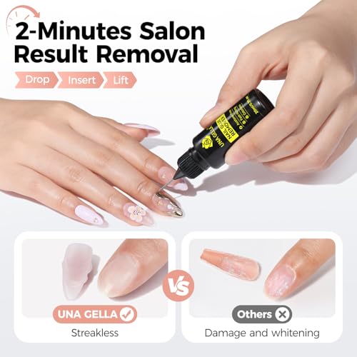 Image of UNA GELLA Nail Glue Remover for Press on Nails，20ml Pinpoint Non-Acetone Semi Solid Nail Glue Remover for Nails Tips，Gentle GLUE Remover with Upgraded Stick Easy Removal DIY Manicure Supply