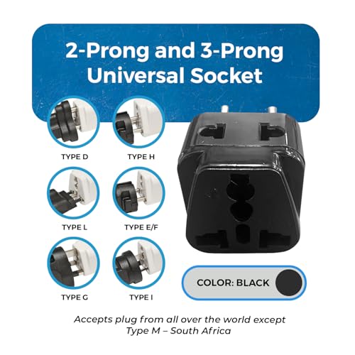 Image of OREI European Plug Adapter, Russia, Turkey & More - Type C - 2 in 1 - Perfect for Laptop, Camera Charger and More- CE, RoHS - 4 Pack - Black - 5 Years Warranty