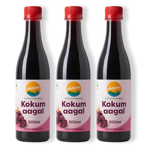 Image of Nutrinat Kokum Aagal - 500 ml (Pack of 3) | Pure Kokum Extract with Salt | No Artificial Flavors & No Additives | Kokum Agal Without Sugar Perfect for Solkadhi & All Purpose Souring Agent | Kokam Aagal