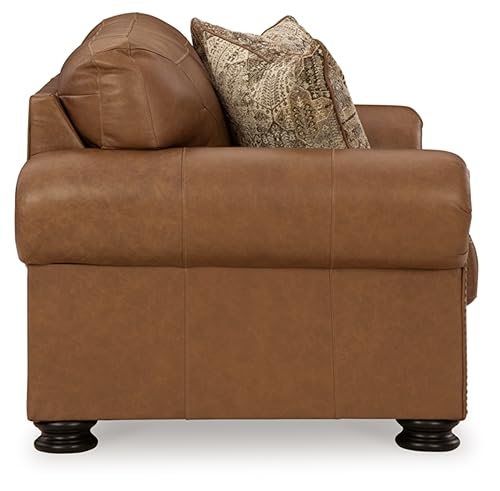 Classic Leather Match Loveseat with Nailhead Trim - Image 6