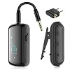 Bluetooth Transmitter Receiver for 2 AirPods/Headphones, Flight Bluetooth 5.2 Adapter for Airplane, TV, and Gym with a 3.5mm Audio Jack, Wireless BT Receiver with Mic for Car/Home Stereo