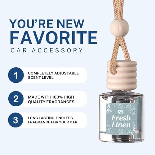 Image of CANDECraftCo Car Air Hanging Fragrance Oil, Car Auto Freshener for Essential Oils, Scents Fragrance Aromatherapy Automobile Diffuser, Long Lasting (Fresh Linen + Clean Cotton)