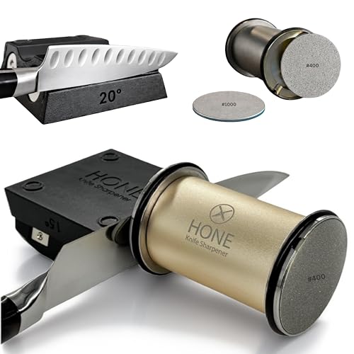 Engineered in Canada Kitchen Rolling Knife Sharpener with Ball Bearings Detachable Dual-Sided Diamond Plates Small Knives Slot 20 & 15 Precision Sharpening