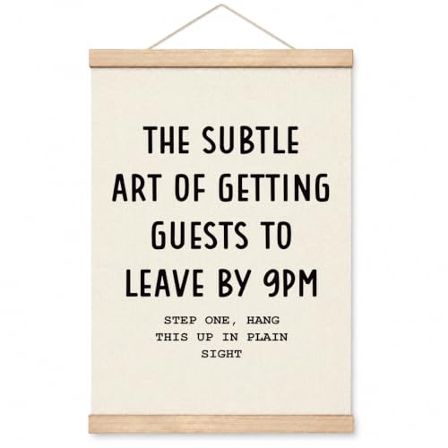 Funny Canvas Poster, The Subtle Art of Greeting Guests to Leave By 9 pm, Decorative...