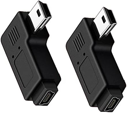 GELRHONR 90 Degree MIni USB Adapter, Left Angle Mini USB Male to Female Extension Adapter Data Transfer Connector for Phone Dash Cam Car Navigation System-2PCS