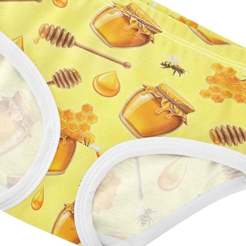 Cute Bees Yellow Honeycomb Panties for Girl Toddlers Underwear Floral Cotton Animal Underpants Briefs 2t4