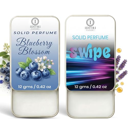 Image of Solid Perfume |blueberry blossom&Swipe Alcohol Free Wax Perfume Balm, Long Lasting | Pocket Tin 12g, Pack Of 2| Non Greasy Smooth Glide, Travel Friendly Unisex Gifts He Or Her