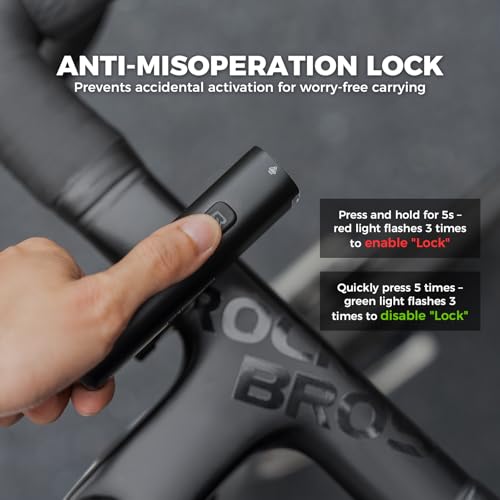 Image of ROCKBROS Bike Headlight 1200 Lumens 5000mAh USB-C Rechargeable Aluminum Alloy IPX6 Anti-Dazzling LED Bike Light 360Adjustable for Night Mountain Road Cycling