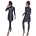 Femmes Maillots de Bain Musulmans Islamique Modest Couverture Complète Burkini Manches Longues Haut Pantalon Natation été Tenue de Plage Maillots Rashguards 2 Pièce Gris + Bleu L
